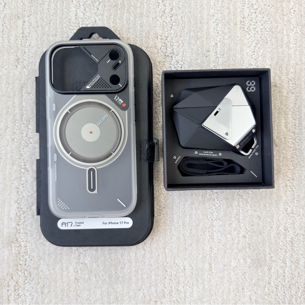 Aulumu Frosted Clear iPhone 17 Pro MagSafe Case With AirPods Pro 3 Black Case